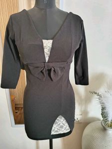 Chic Black Lace Detail Dress