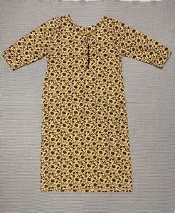 Mustard Yellow Floral Print Kurta Set with Dupatta