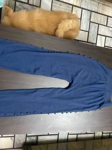 Navy Blue Pants with Pearl Detail