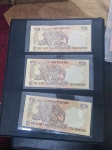 10 rs error note  3 pcs unface one and only in ind