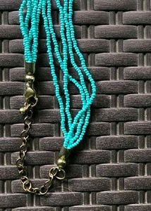 Turquoise Beaded Fringe Necklace