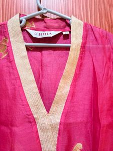 Vibrant Pink Kurta with Bird Embroidery