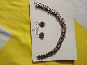 Oxidized Silver Necklace &amp; Earrings Set