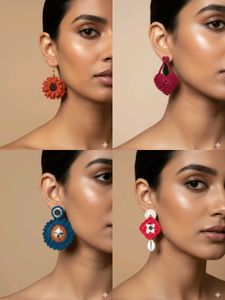 (4 pair)handmade Crochet Dangle Earrings Set