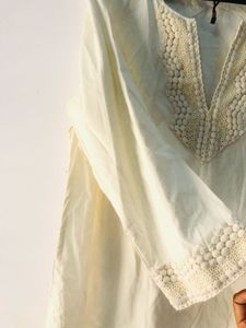 Cream Crochet Trim Tunic