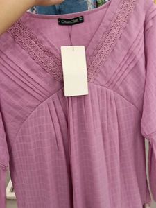 Charming Lavender Lace Trim Top
