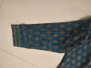 Men's Teal Jacquard 'Kurta' &amp; 'lehanga'