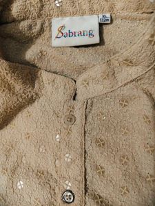 Men's Cream Kurta with Embellishments