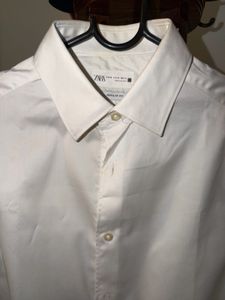 Zara White Regular Fit Shirt