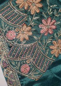 Elegant Green Embroidered Saree with Blouse
