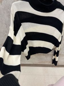 Chunky Stripe Mock Neck Sweater