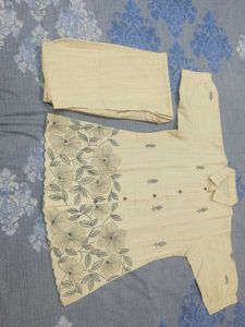 Cream Embroidered Co-ord Set