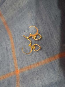 Gold Heart Dangle Hoop Earrings