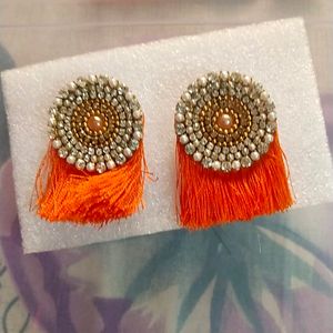 Orange Tassel Earrings