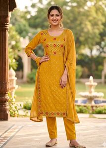 Yellow Embroidered Kurta Set