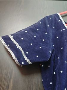 Velvet Navy Blue Polka Dot Dress