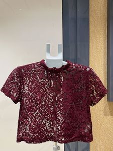 Burgundy Lace Crop Top