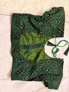 Green Embroidered Lehenga with Colorful Dupatta