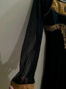 Elegant Black &amp; Gold Stone work Gown
