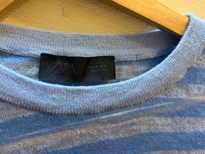 [ZARA] mesh blue striped top