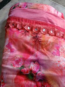 Pink Floral Saree with Blouse