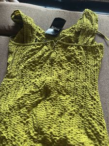 Chic Textured Olive Green Dress