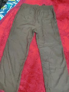 Go Colors Olive Green Straight Cut Pant With Pockets