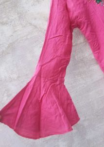 Pink Embroidered Long Kurta