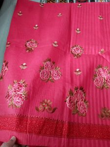 Pink Dhaga Work Saree Pure cotton 🩷