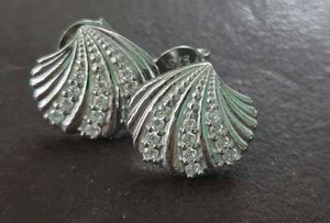 Sparkling Shell Stud Earrings SS925
