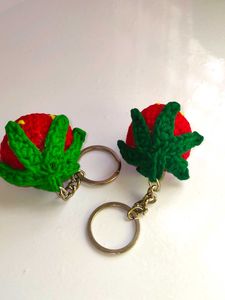 Cute Crochet Strawberry Keychains-2