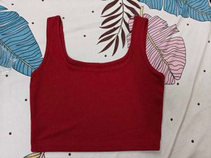 Red Square Neck Tank Top