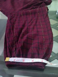 Maroon gold lurex stripe tops.