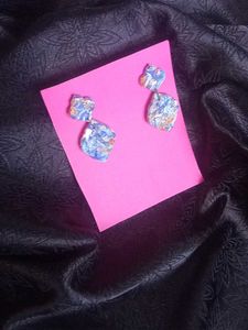 Blue Marble Polymer Clay Earrings