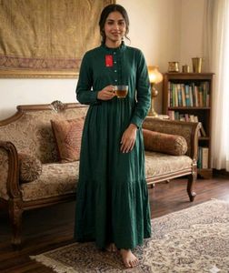 FREE Assembly Elegant Teal Tiered Maxi Dress