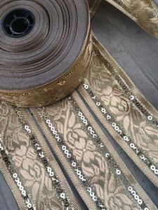 Gold Sequin Floral Brocade Trim lace
