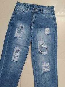 Blue Distressed Denim Jeans