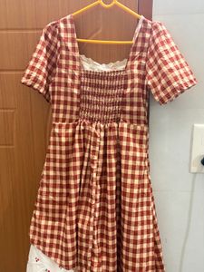 Cute Red Gingham Cherry Dress