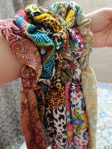 Beautiful Multicolour Tail Scrunchies Combo Of 6