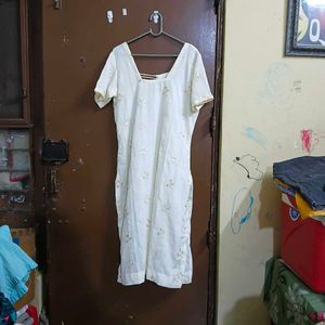 Cream Kurta Set with Pants &amp; Dupatta