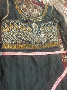 🖤 Black &amp; Gold Embroidered Anarkali Gown ✨