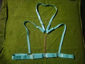 Blue Halter Neck Bra Holder Harness