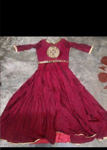 Elegant Maroon Embroidered Anarkali Gown
