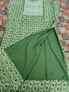 Green Printed Kurta Set