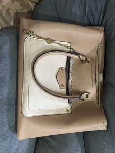 ALDO Satchel Bag - Beige & White