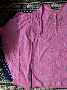 Pink Embroidered Kurta with Pants