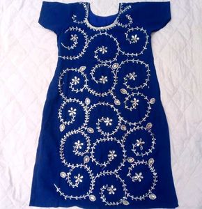 Embroidered Royal Blue Kurta Set