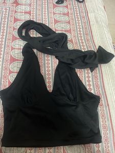 Stylish Black Halter Neck Top
