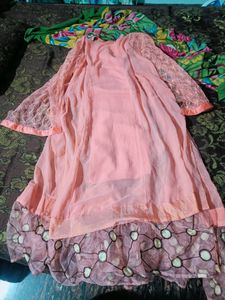 Unstitched Party Wear Ethnic Gown With Beautiful E