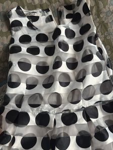 Chic Polka Dot Sheer Overlay Dress